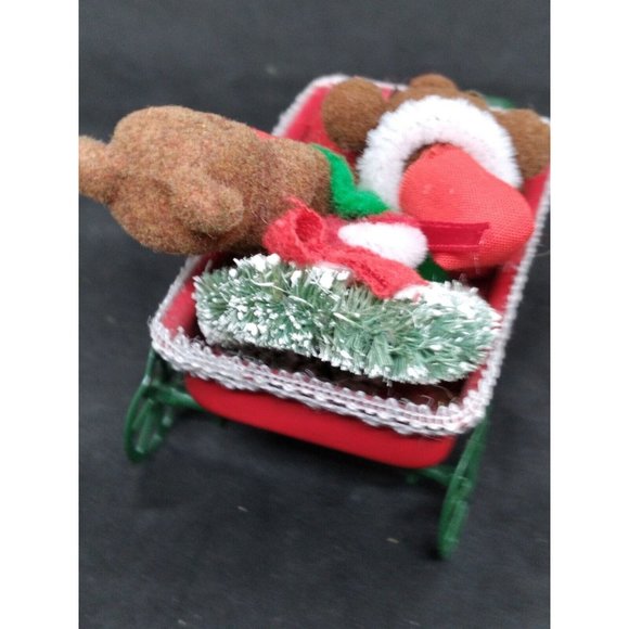 Vintage 1986 Applause Teddy Bears in a Wagon Christmas Miniatures Ornament - Picture 8 of 11